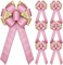 6 Pcs Large Christmas Bows, 10" x 20" Velvet Glitter Christmas Bow for Wreath Tree Topper Ornament Bow for Xmas Home Indoor Outdoor Front Door(Pink, Gold)